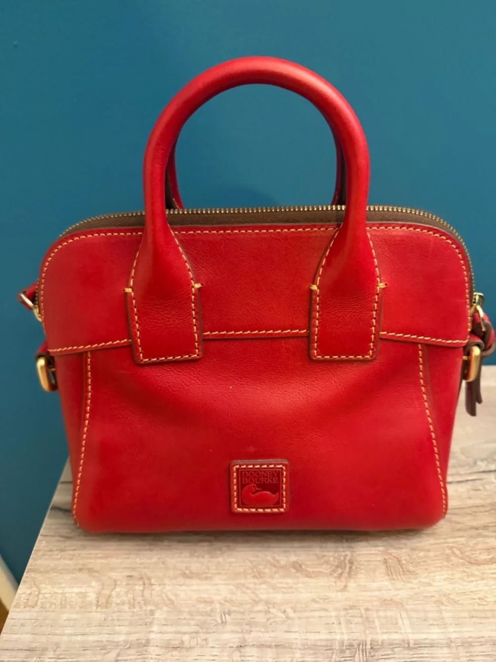 Dooney & Bourke Florentine Small Cameron Satchel Crossbody RED - Picture 3 of 5